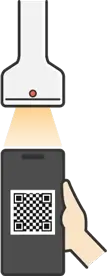 二次元コードで受付するイラスト